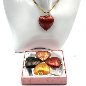 Handmade Floating Heart Charm Necklace – 18k Gold PVD Snake Chain
